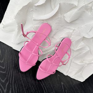 2023 Spring Summer New Fashion Thin Strap Buckle Flat Sandals Comfortable Roman Style Open Toe Flat Shoes