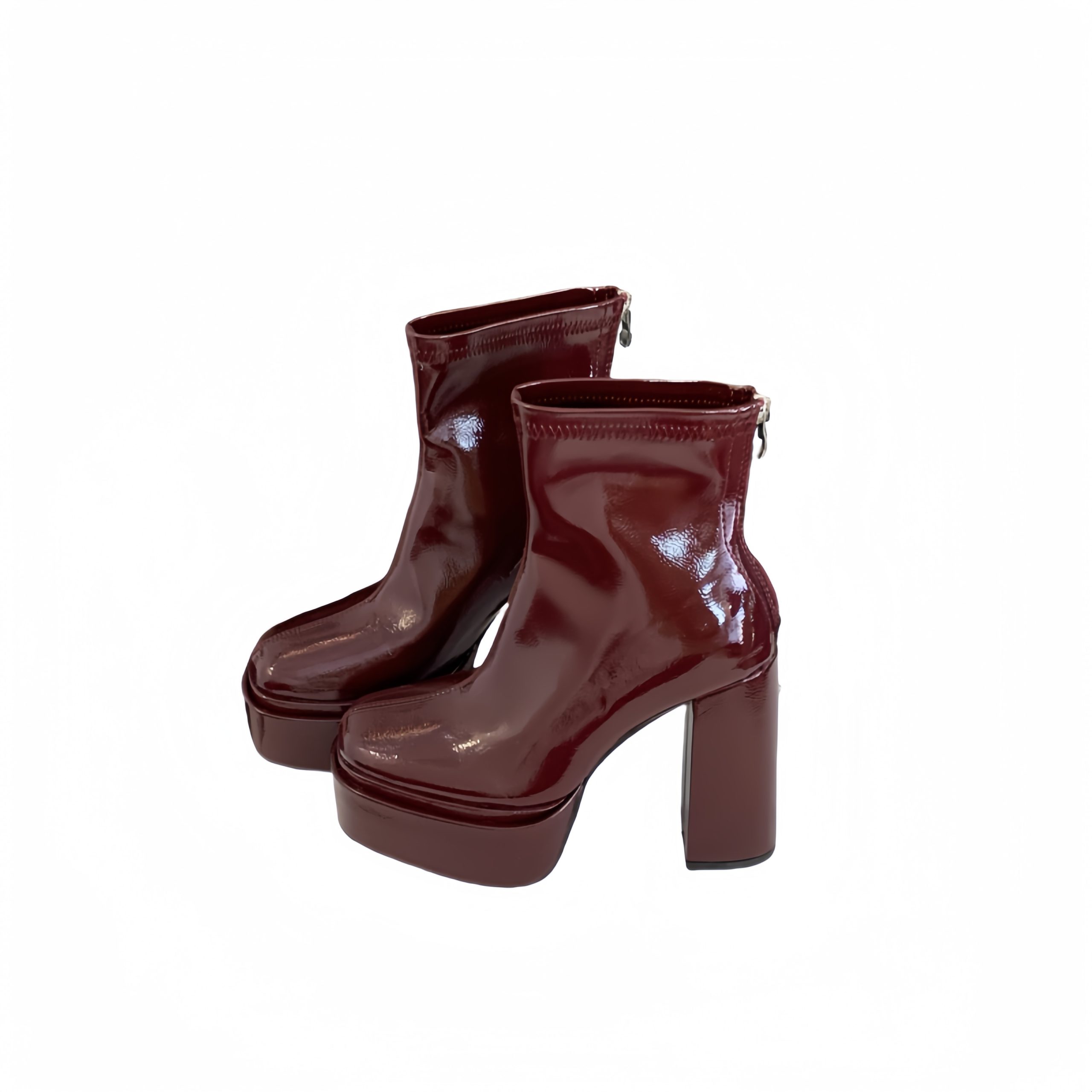 BUBUFLY Women's High Heel Short Boots 2025 Fall New Round Toe Chunky Heel Platform Martin Boots - Image 5